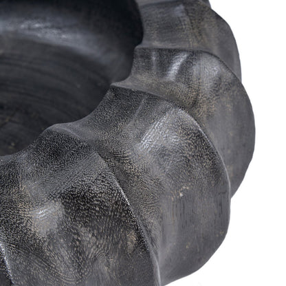 Mango wood bowl, hand-carved - black, 40 cm