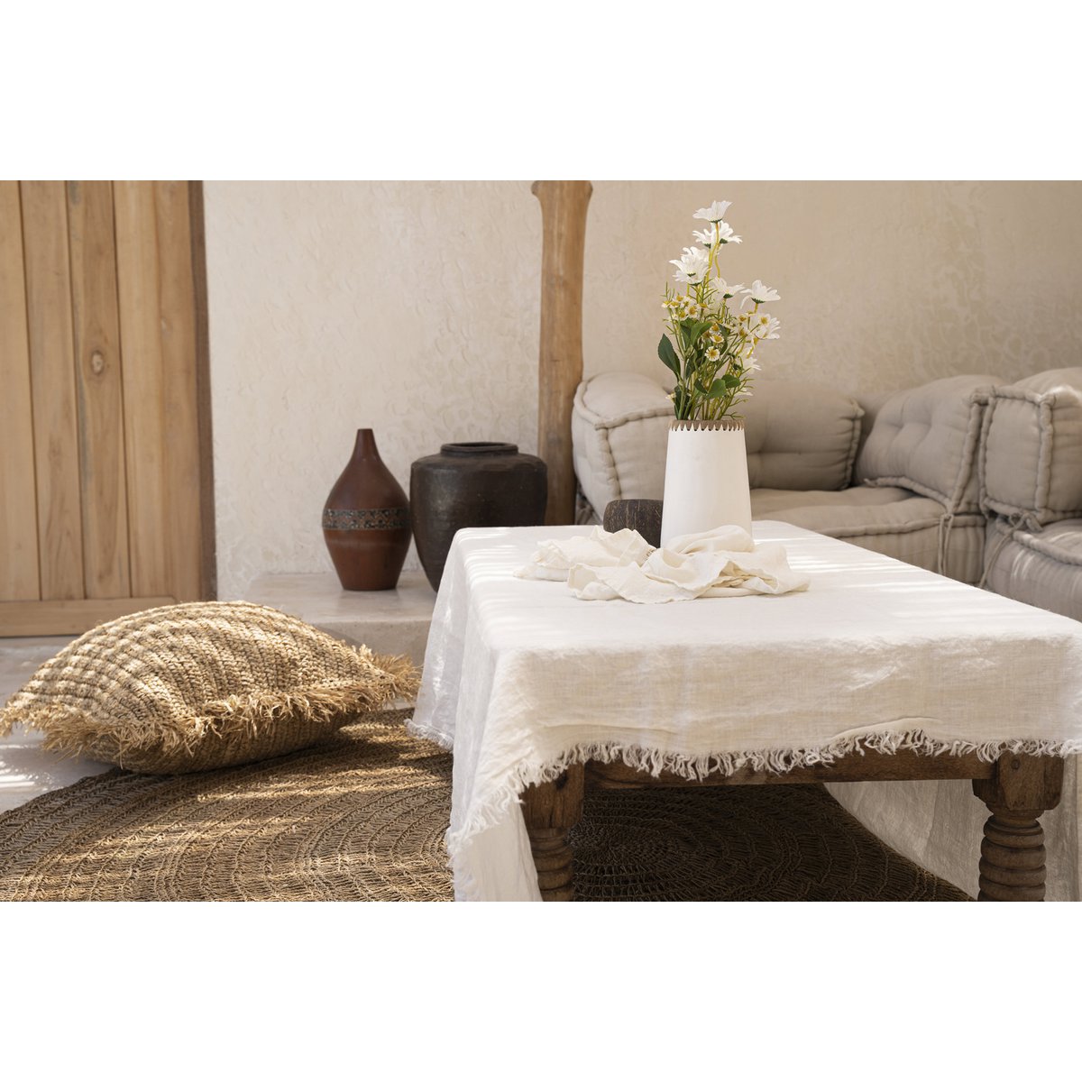 Linen tablecloth, white - 150 × 150 cm
