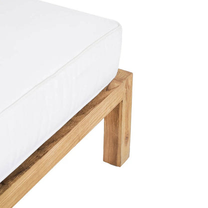 Teak wood modular ottoman, natural & white - 80cm