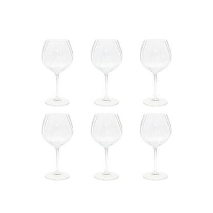 Glass wine glasses with wave detail, set of 6