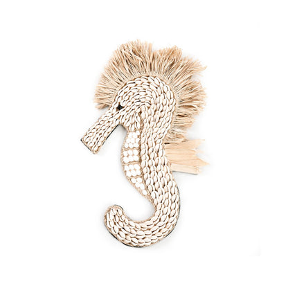 Shell sea horse wall hanging - White