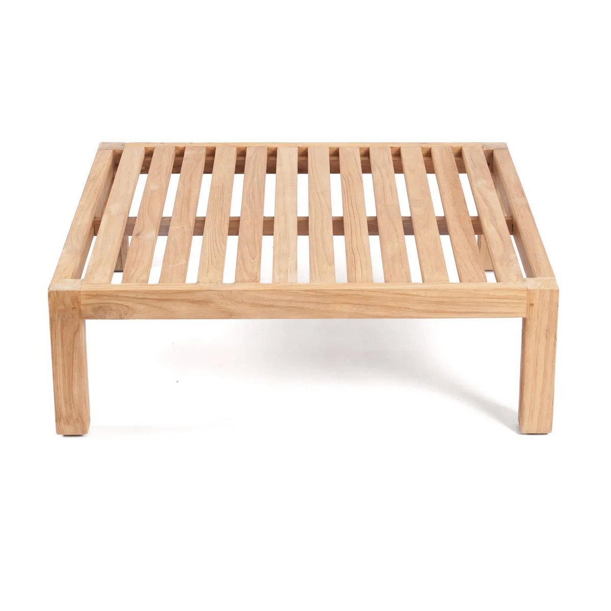 Teak wood modular ottoman, natural & white - 80cm