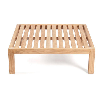 Teak wood modular ottoman, natural & white - 80cm