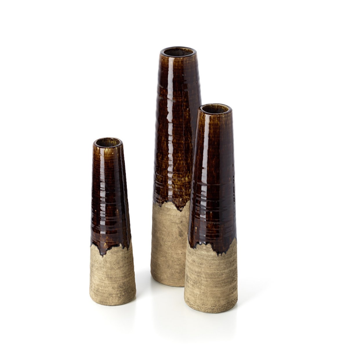 Vase Steingut, kegelförmig – Braun – M