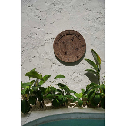 Rattan wall plate, brown, 60 cm - handwoven