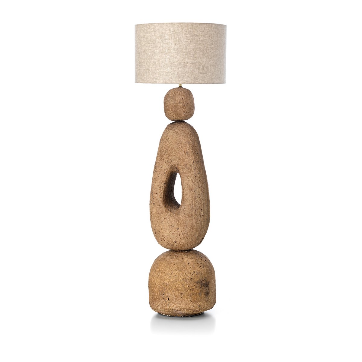 Papier-mâché floor lamp, mud finish - Extra Large