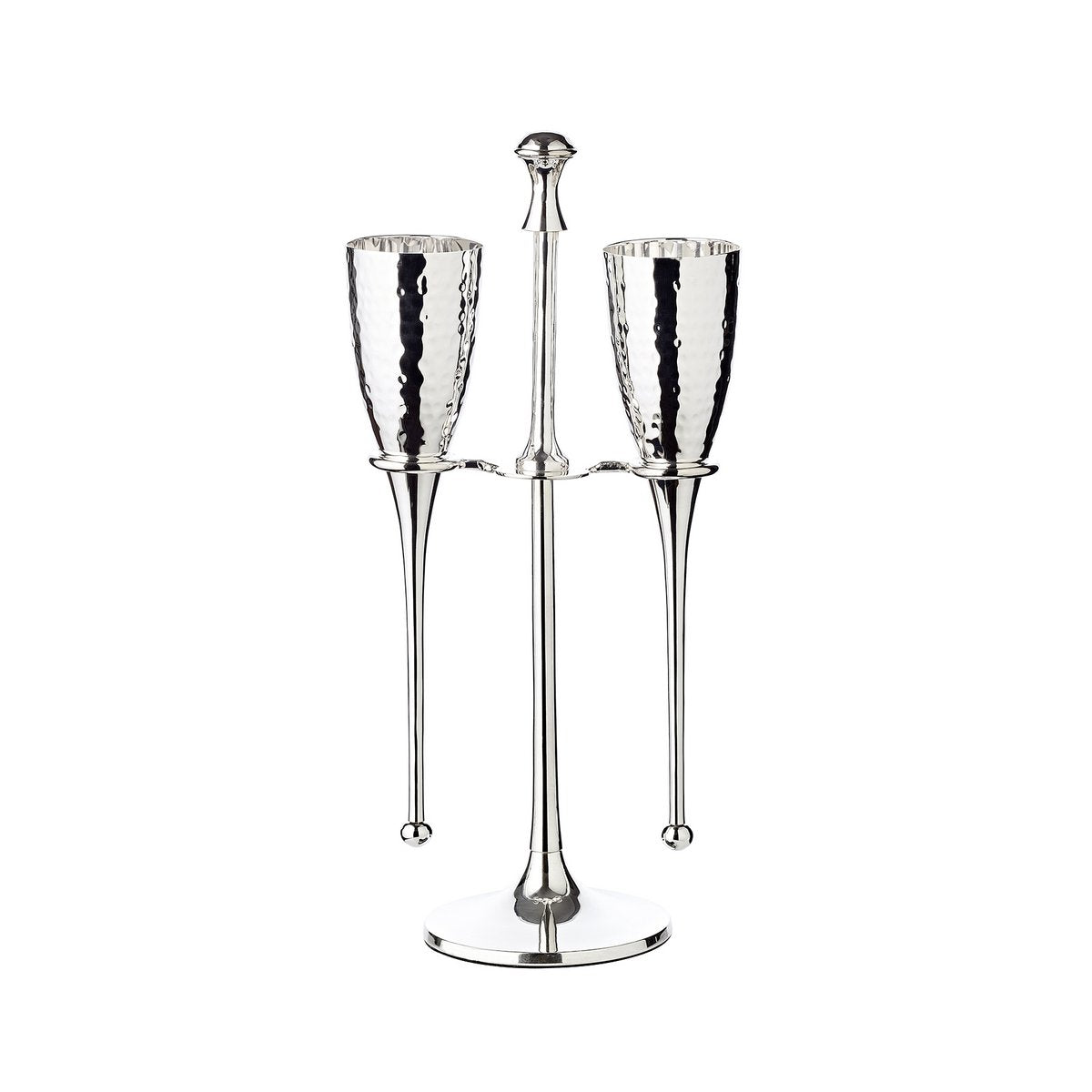 Stål champagnefløjter med stativ, 32 cm – forsølvet