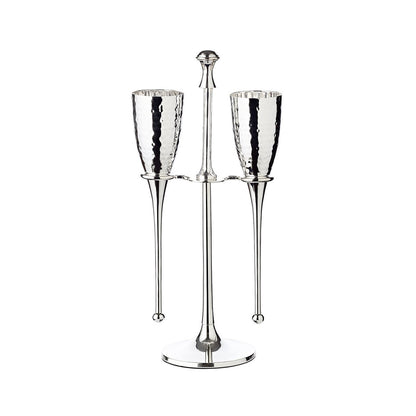 Stål champagnefløjter med stativ, 32 cm – forsølvet