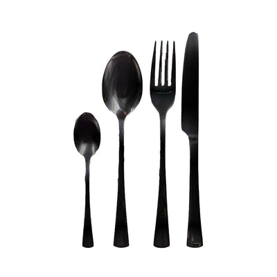 Stainless steel cutlery set, 24 pieces - brilliant black