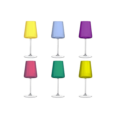 Wine glasses, coloured - set of 6, 400 ml