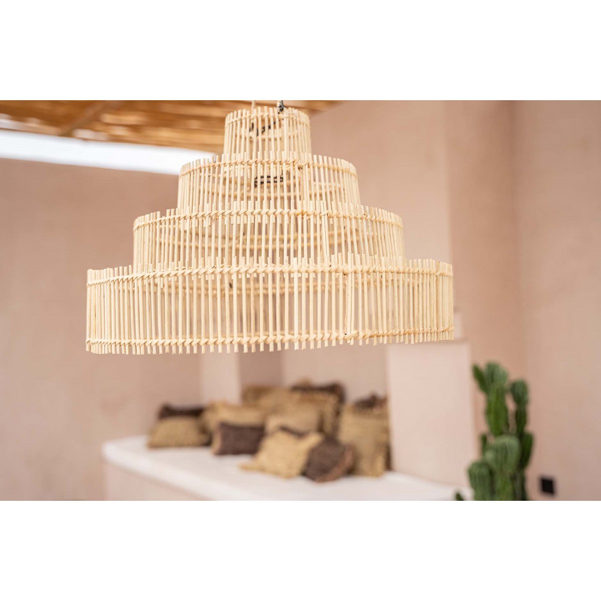 Rattan pendellampe skærm 51 cm – flettet i lag naturfarve