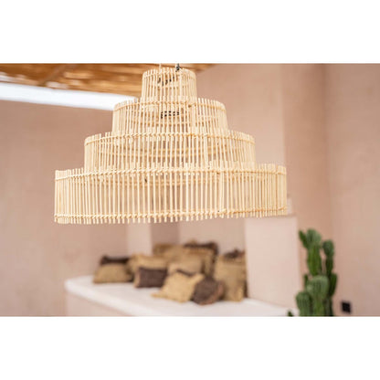 Rattan pendellampe skærm 51 cm – flettet i lag naturfarve