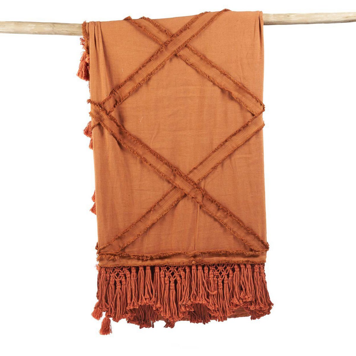 Baumwoll-Tagesdecke 300×240 cm – Terrakotta, Berbermuster
