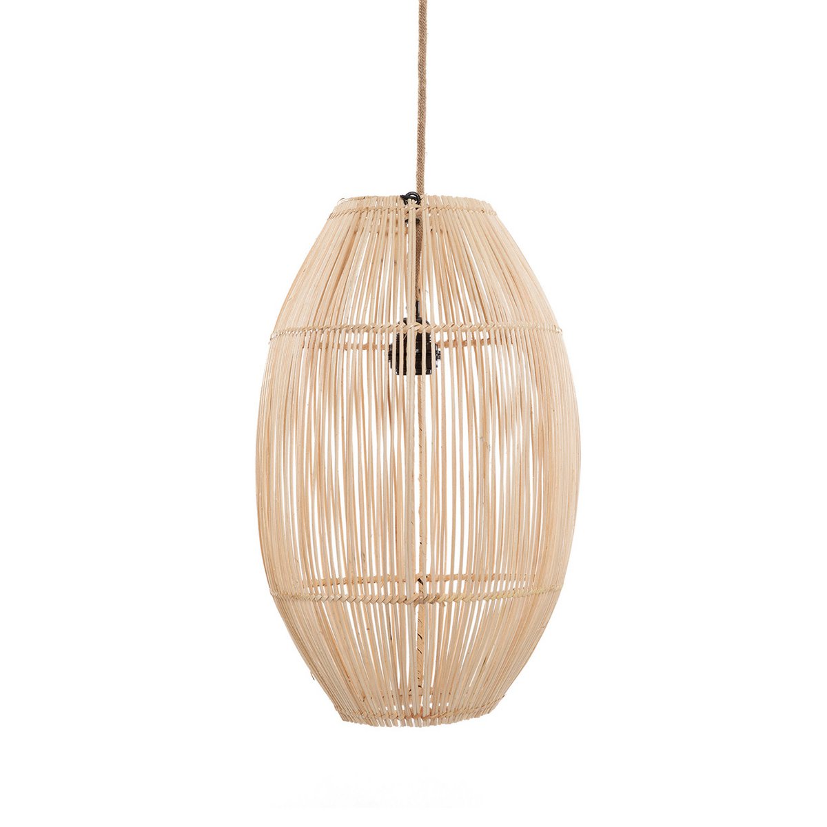 Rattan pendellampe 30×48 cm – konisk form, håndlavet