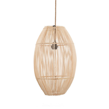 Rattan pendellampe 30×48 cm – konisk form, håndlavet