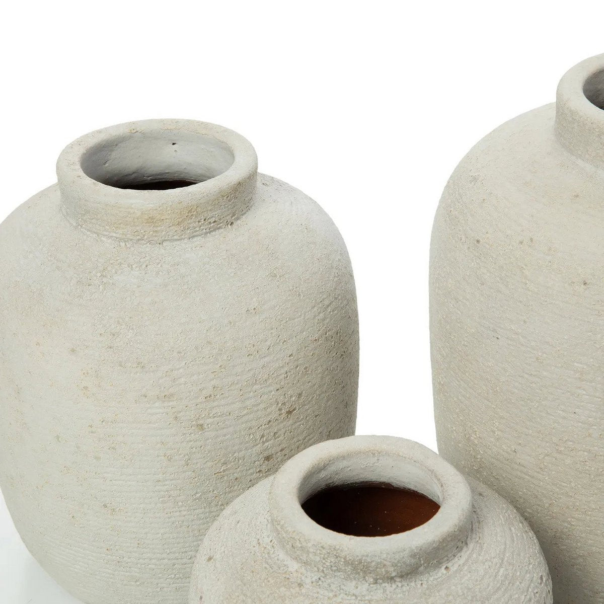 Terrakotta vase, rund - 22 cm, hvid