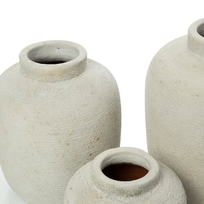 Terrakotta vase, rund - 22 cm, hvid