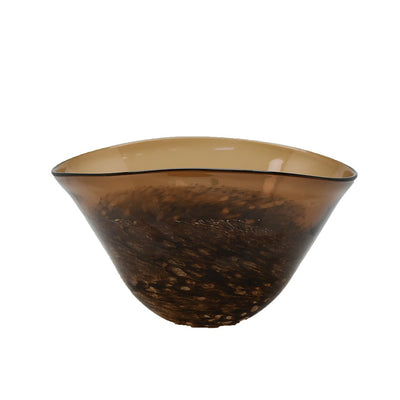 Brown glass decorative bowl, 29 × 21 cm
