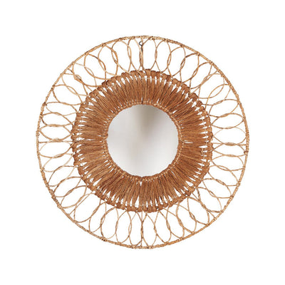 Coconut round mirror, beige - 80 cm