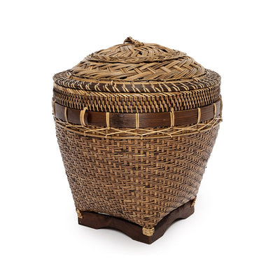 Rattan storage basket, large round – natural brown