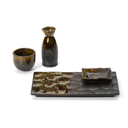 Ceramic saké pourer, brown - handmade