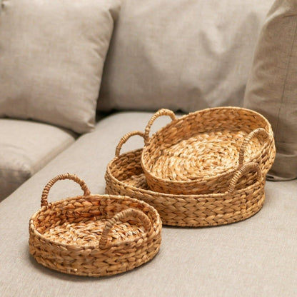 Water hyacinth decorative tray Matahari – beige, small