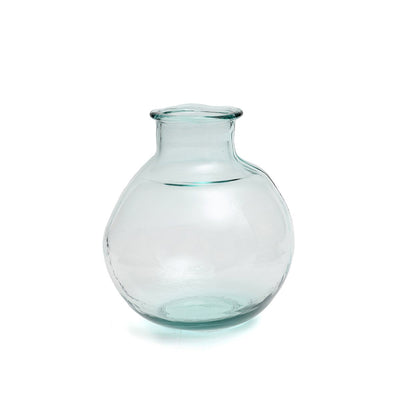 Recycled glass vase, organic bubble - blue