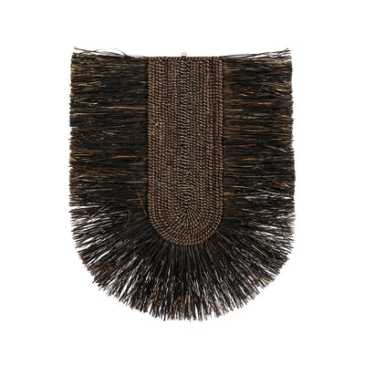 Grass wall circle, woven, 74 cm, black - handmade