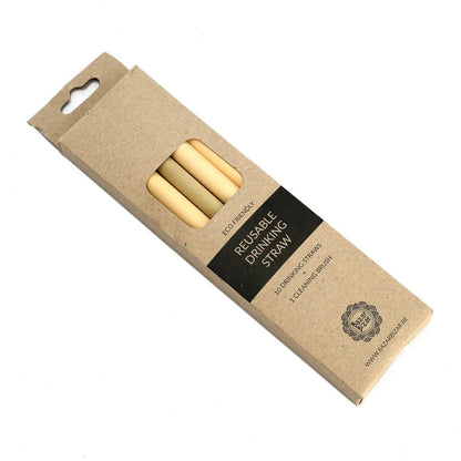 Bamboo straws, set of 10 - with brush