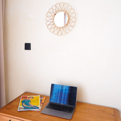 Rattan round wall mirror 38 cm DANAU – handmade