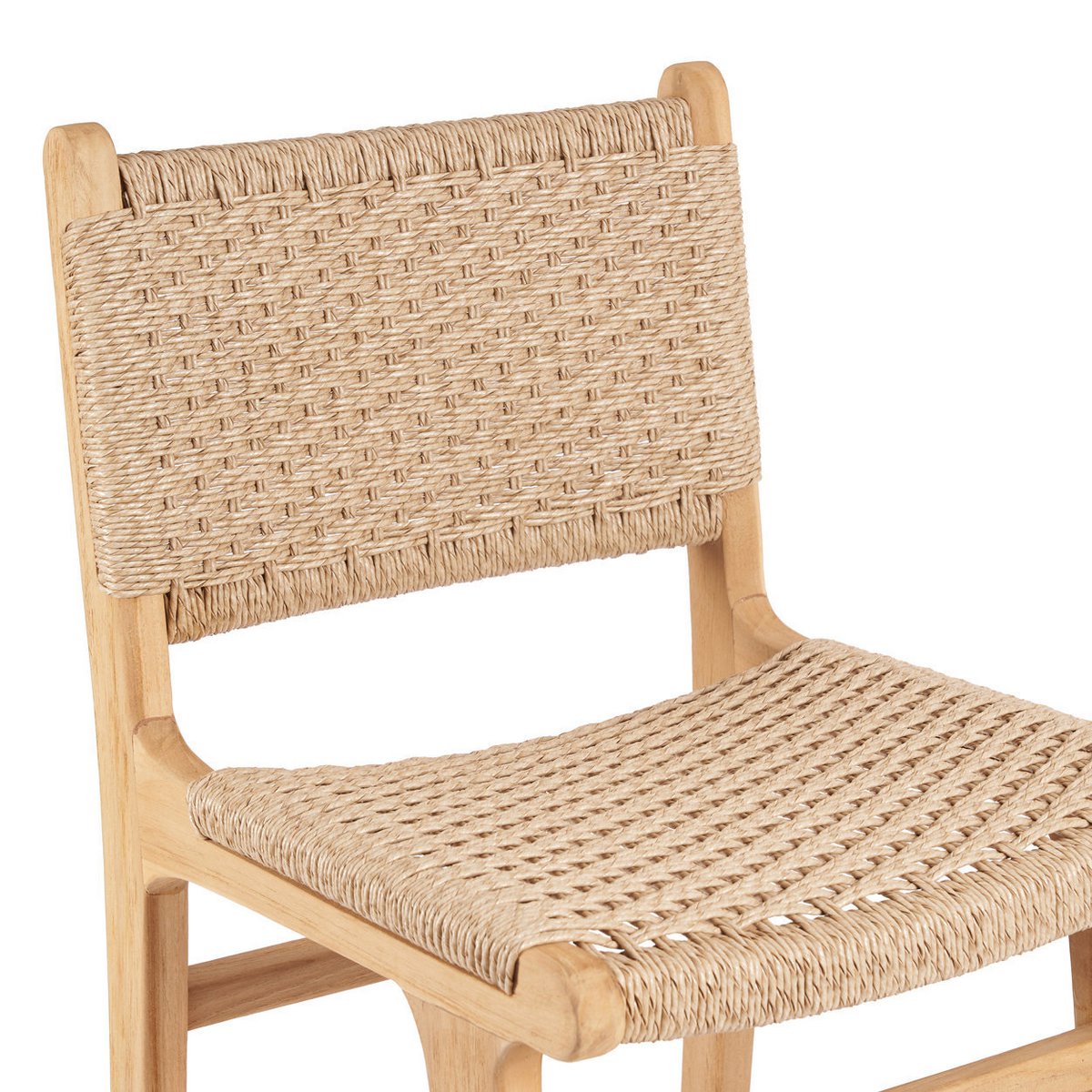 Meno barstol i teak med fletsæde - Beige
