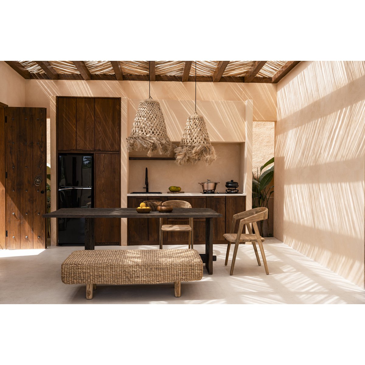 Water hyacinth bench 140×60 cm - natural brown, Indonesia