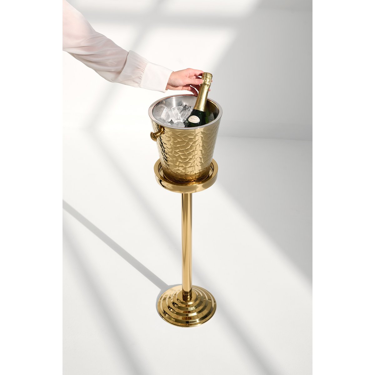 Stainless steel champagne cooler Capri, gold, H 23 cm