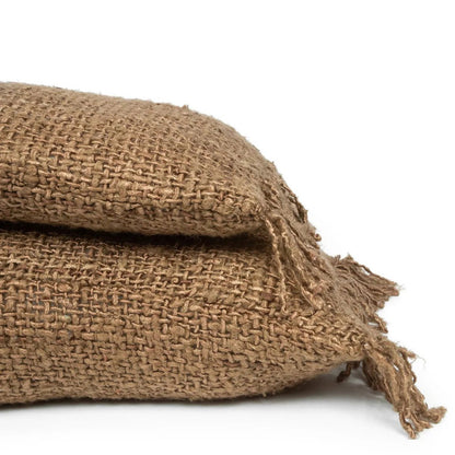 Hand-dyed cotton lumbar cover, 30×50 cm - Brown