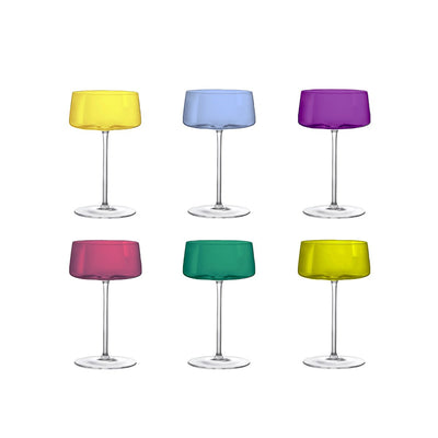 Multicolour glass champagne flutes 230 ml – set of 6