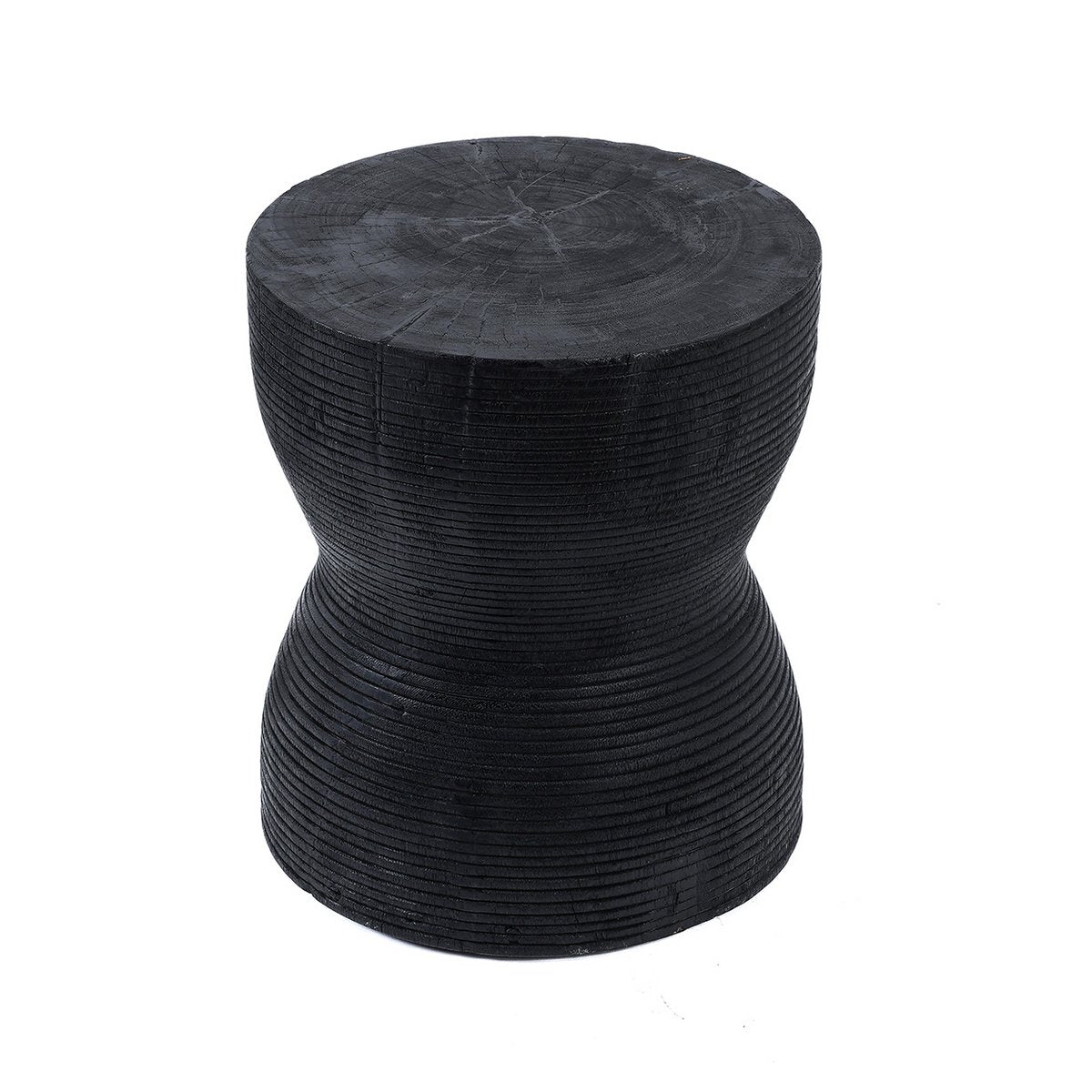 Suar wood stool, black - 35 × 45 cm