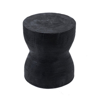 Suar wood stool, black - 35 × 45 cm