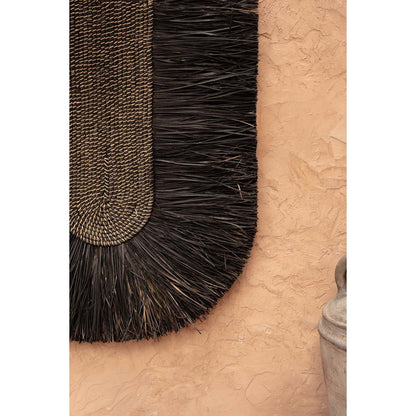Grass wall circle, woven, 74 cm, black - handmade
