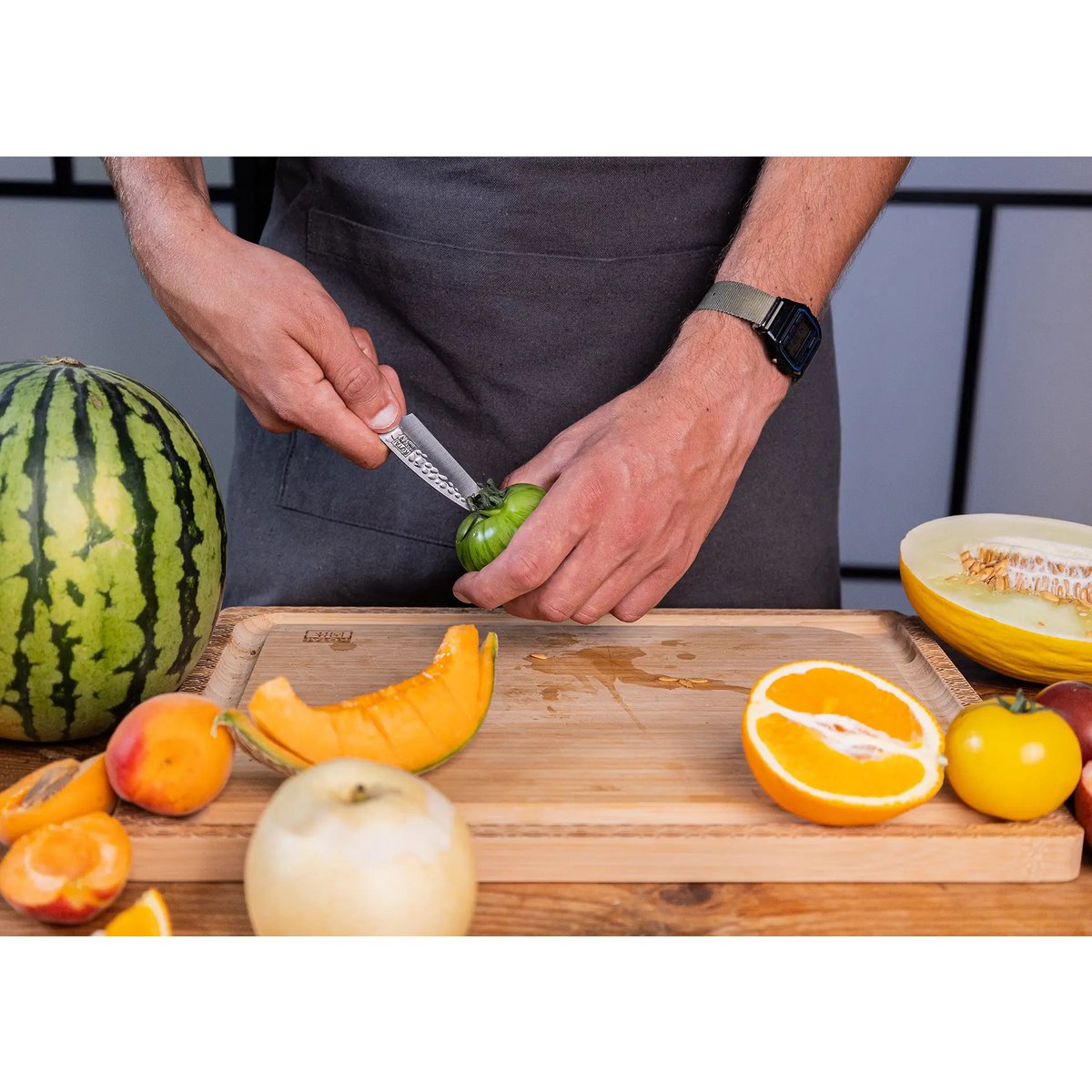Steel knife set, paring + santoku - handmade