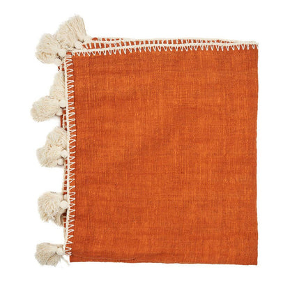 Cotton bed throw, terracotta - 246×126 cm