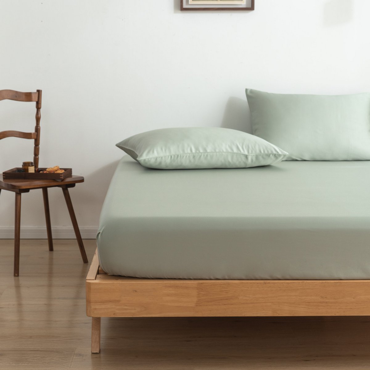 Bamboo bedding set, sage green, single - 400TC