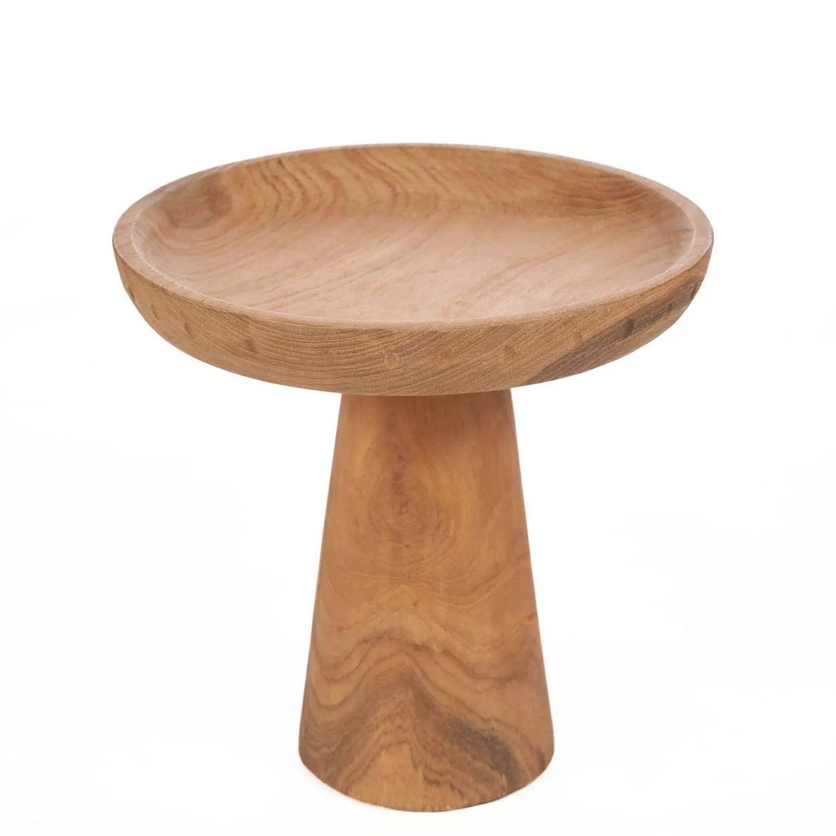 Teak cake stand, hand-turned - natural