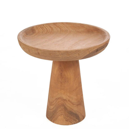 Teak cake stand, hand-turned - natural