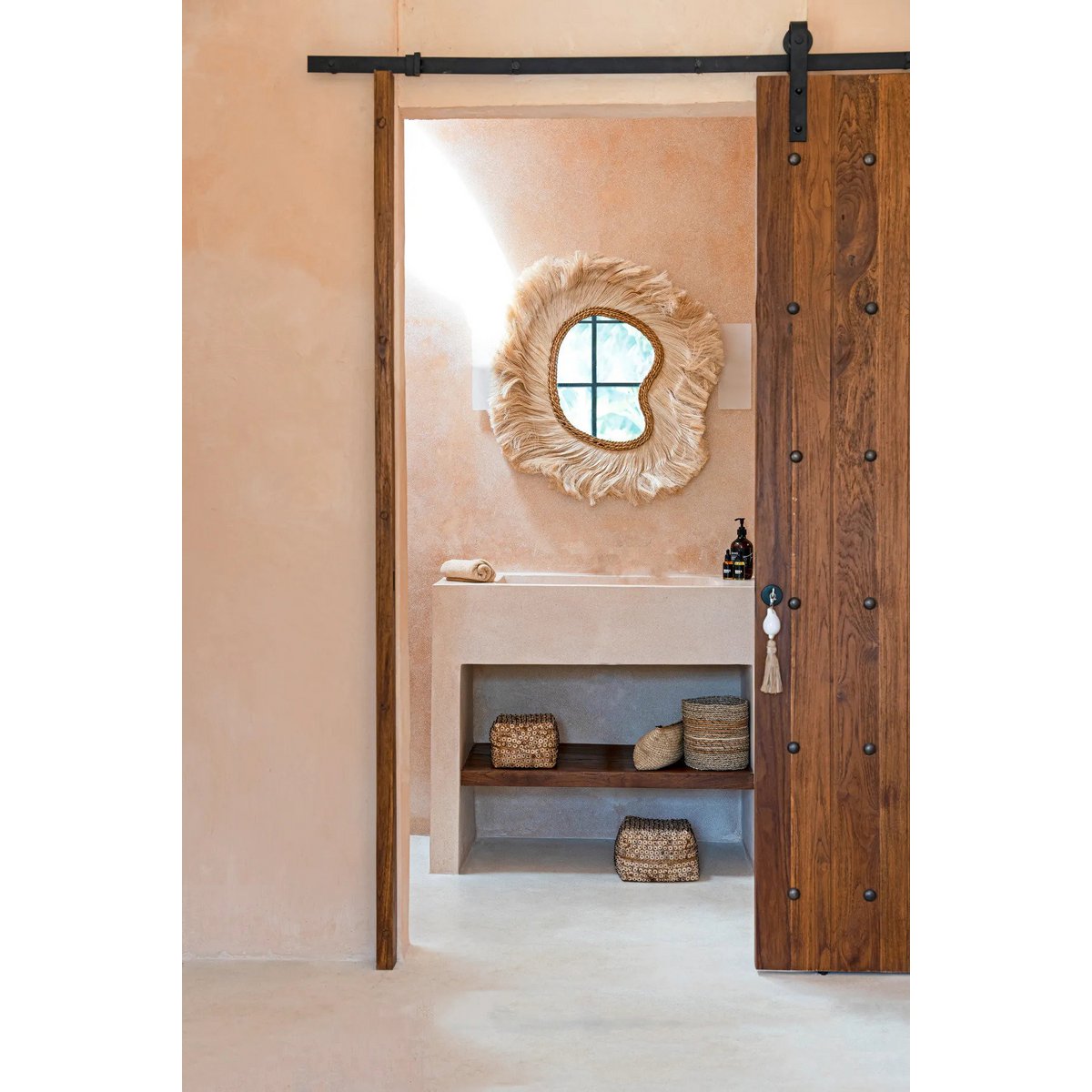 Grass-frame arch wall mirror, large – 80 × 90 cm