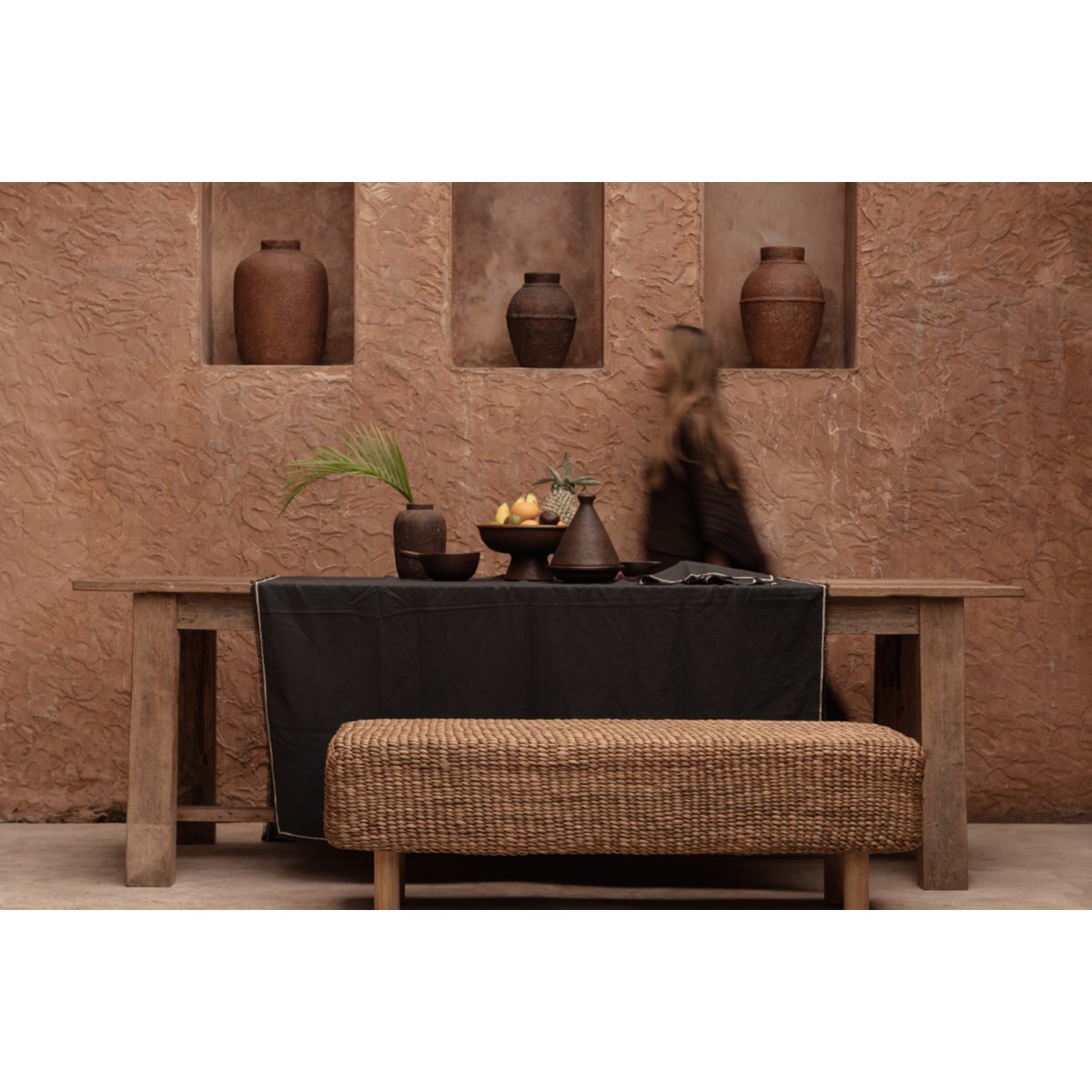 Linen tablecloth, black - 150×300 cm