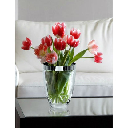 Hand-blown glass vase Charlotte, 20cm - platinum rim