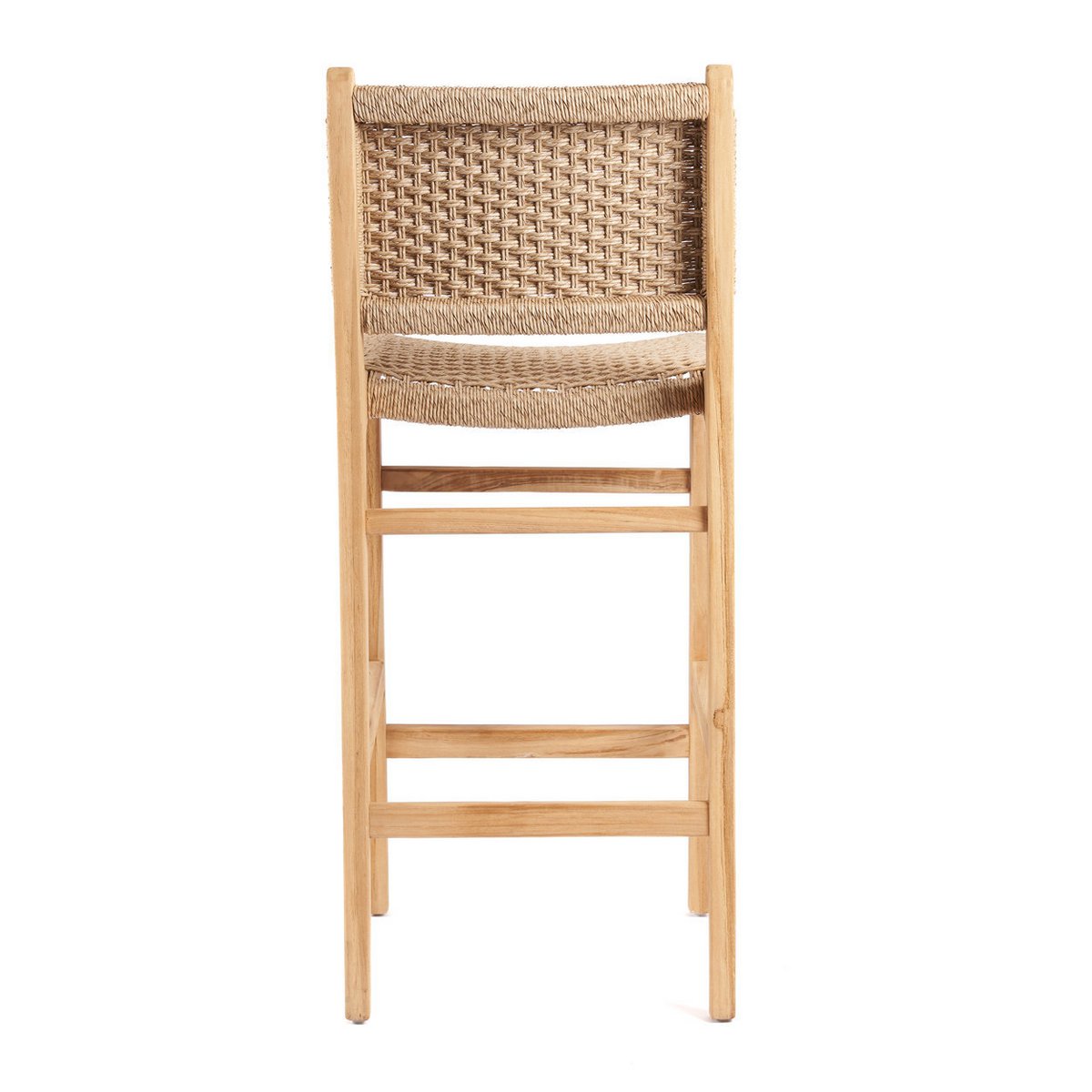 Meno barstol i teak med fletsæde - Beige