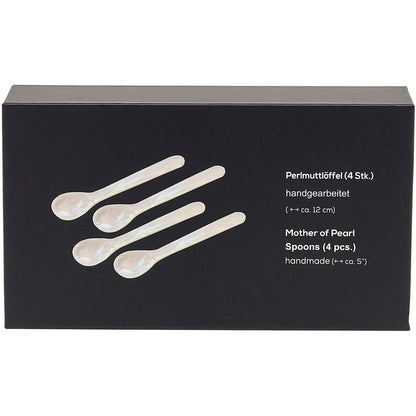 Mother-of-pearl caviar spoons, set of 4, 11 cm – rounded corners