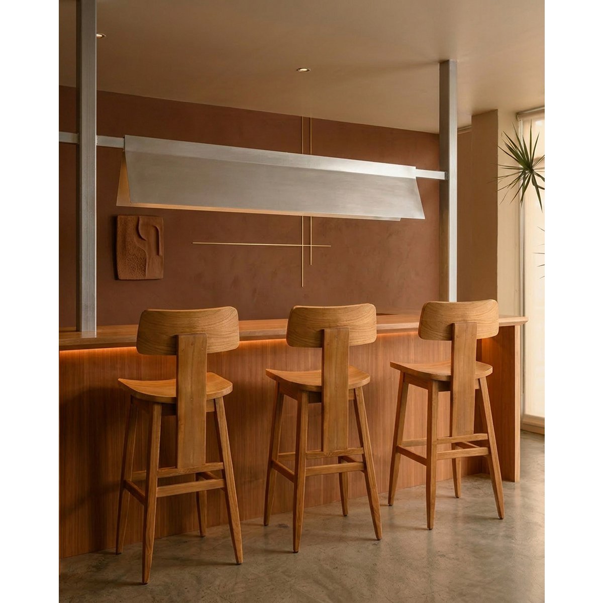 Wooden barstool, natural - 109cm H