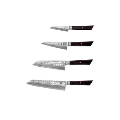 Bunka Damascus knife set, 4 pieces - AUS-10 high-carbon steel